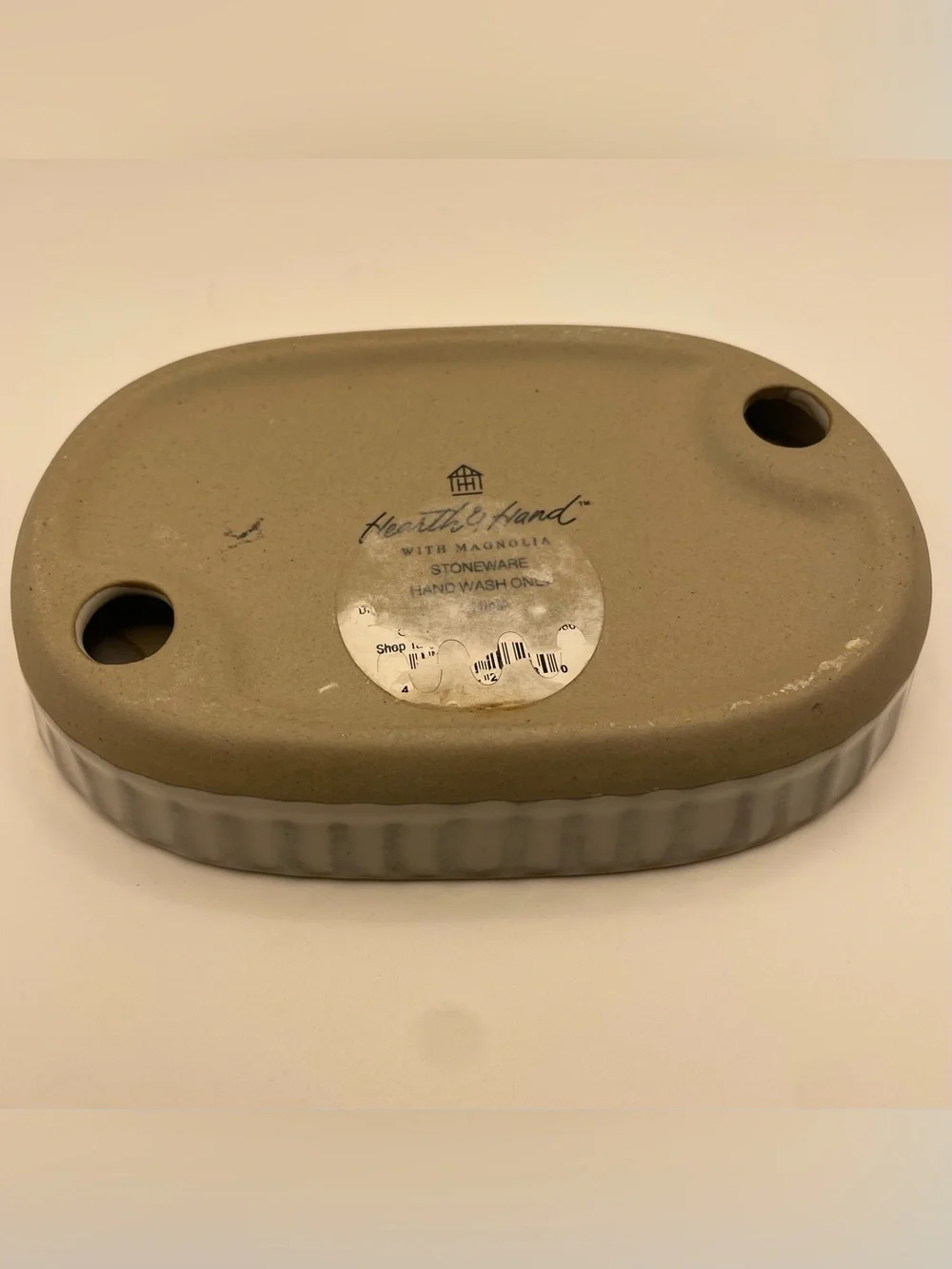 Hearth & Hand with Magnolia Stoneware Soap Dish with Tan Rim